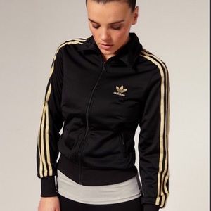 adidas firebird jacket black and gold